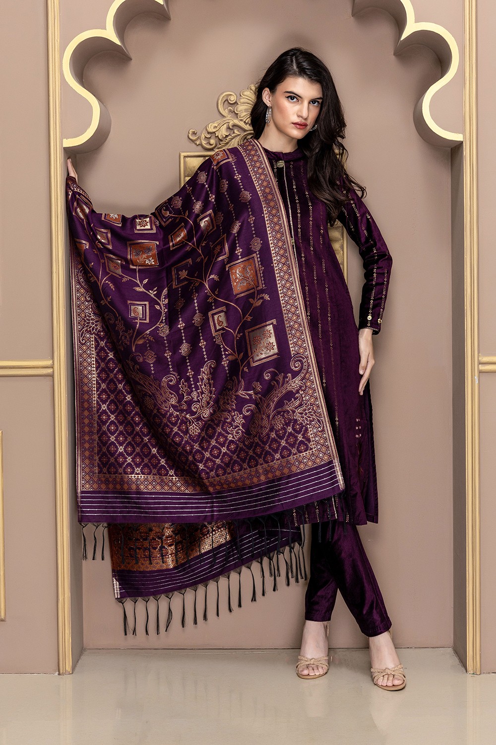 PURPLE BANARSI DUPATTA SET